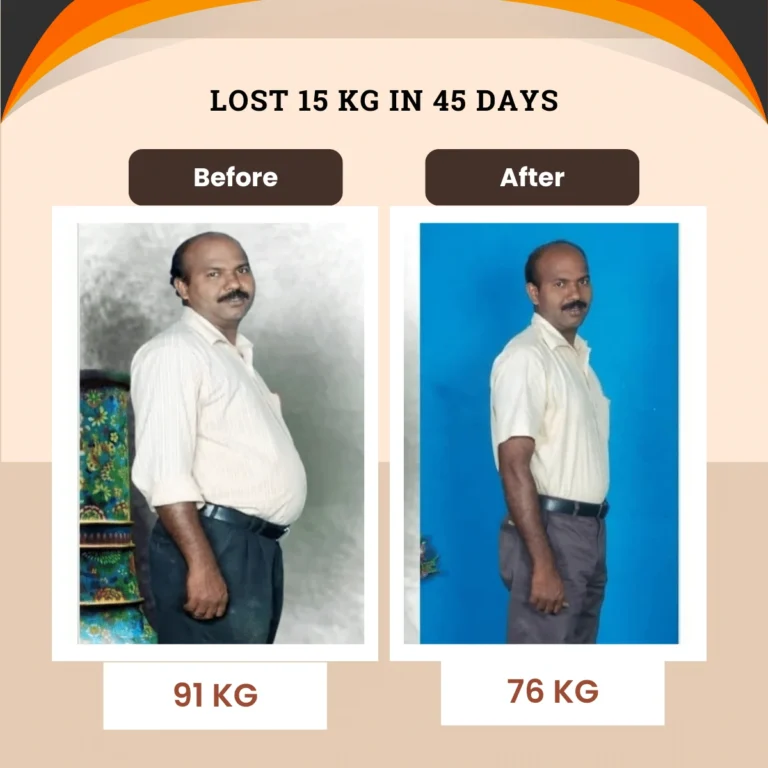 Weight Reduction Within 45 days from 91 to 76 by online nutrition consultation