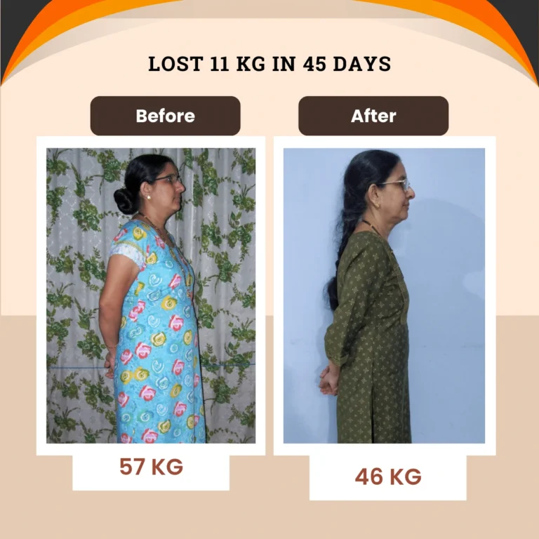 Weight Reduction Within 45 days from 57 to 46 by online nutrition consultation