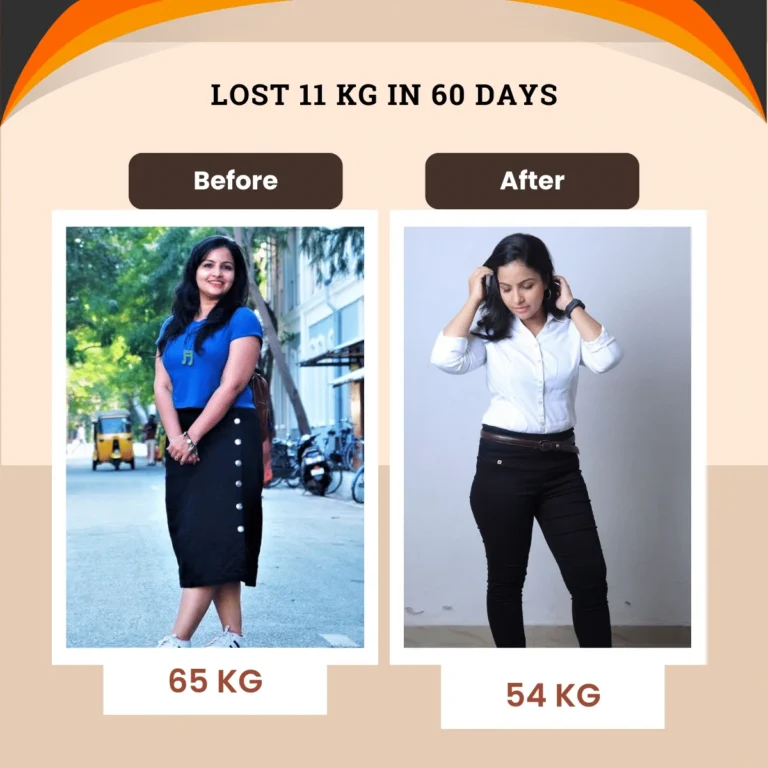 Weight Reduction Within 60 days from 65 to 54 by online nutrition consultation